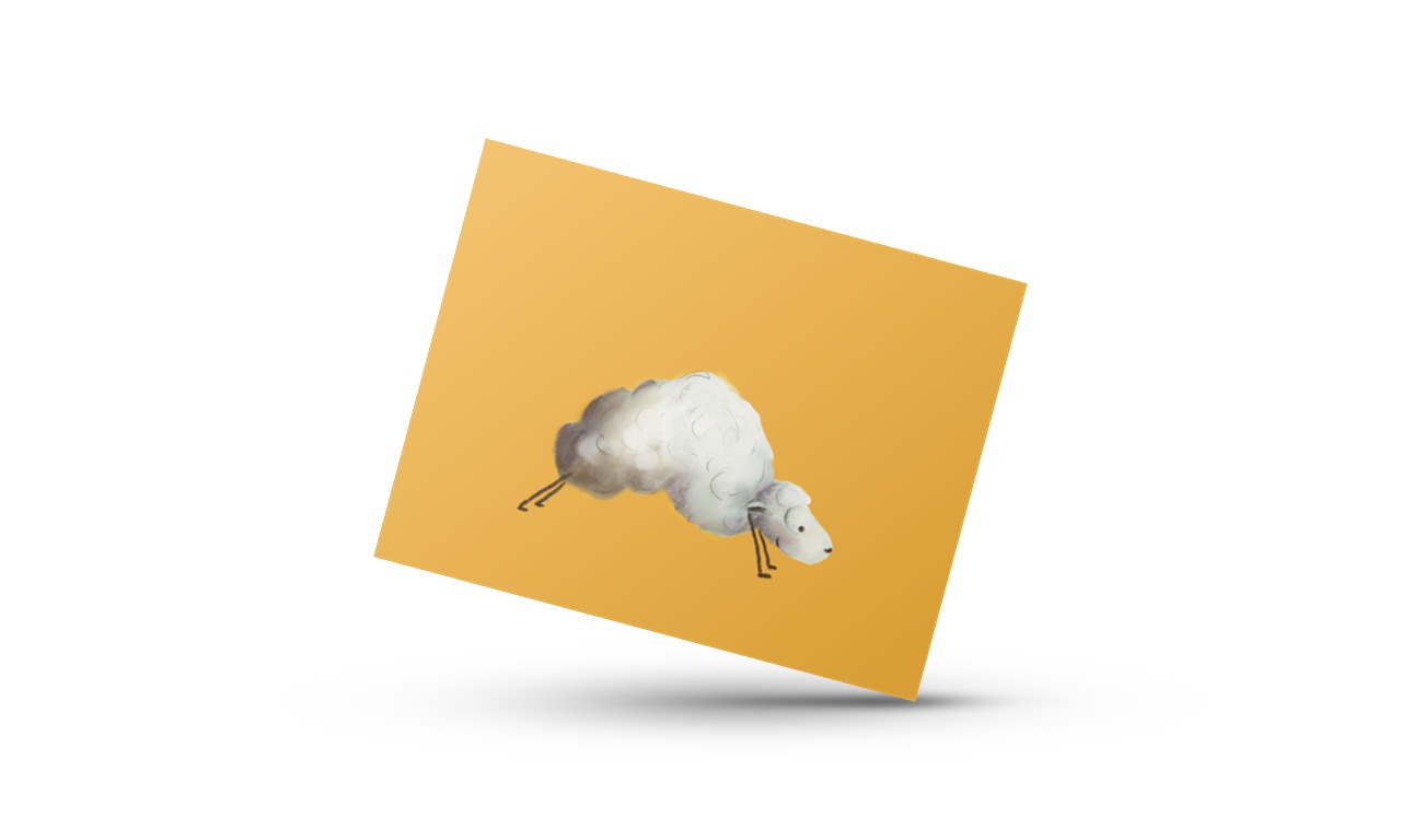 Yogaschaap, yogasheep, downward facing dog, hond, dog posture, downward facing sheep, yoga wenskaart